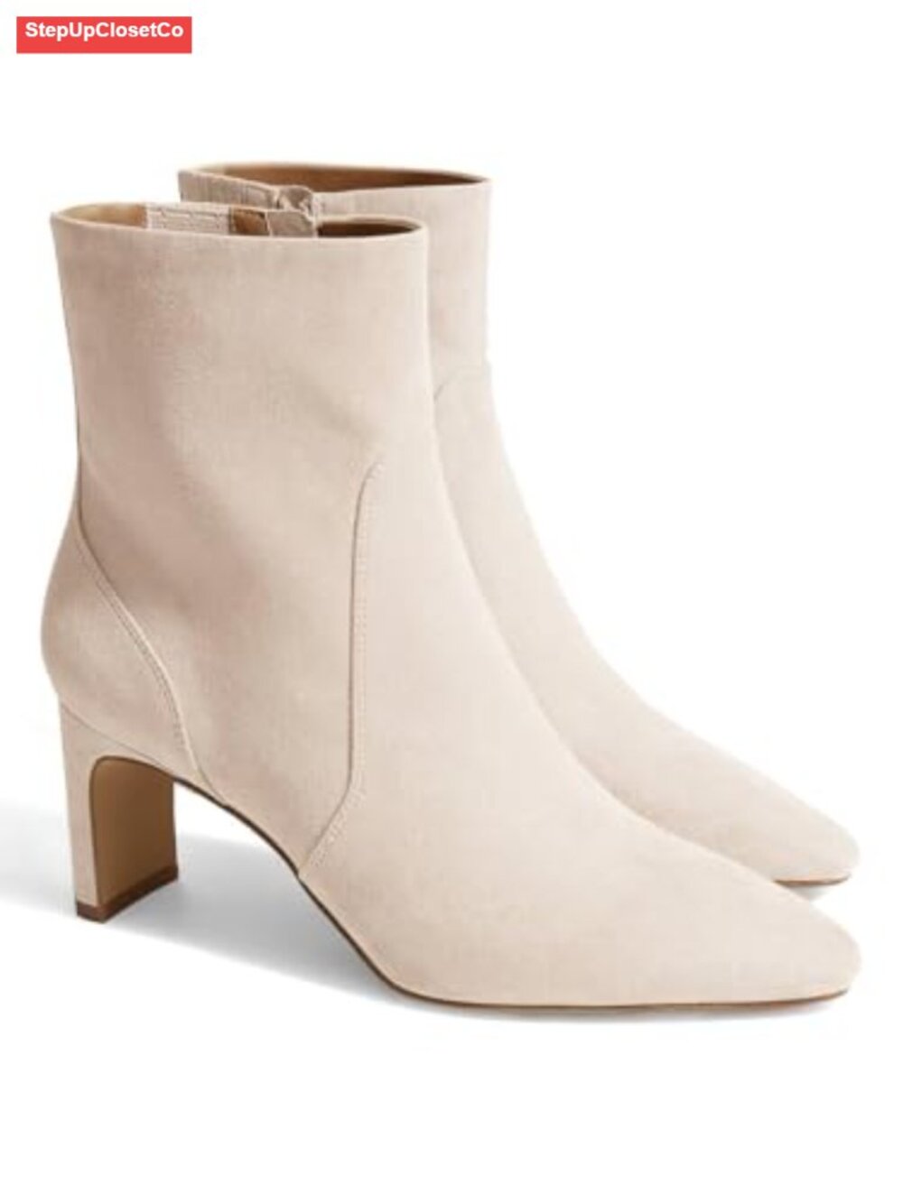 Womens Faux Suede Chunky Low Heel Ankle Boots Pointed Toe Side Zipper